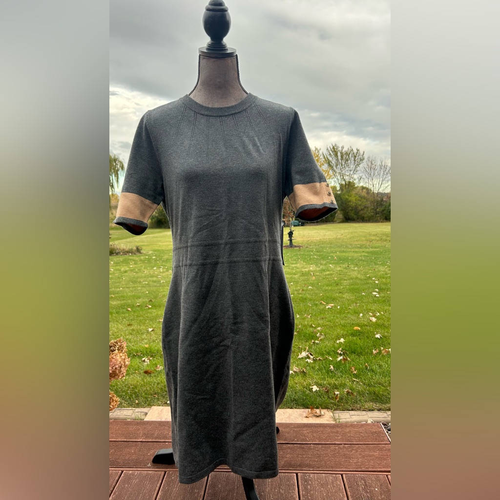 Liz Claiborne Gray And Tan Mini Dress